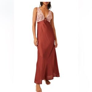 NWT SZ SM Free People “Countryside Maxi Slip” Sleep Dress in ‘SPARKLING CIDER’💕